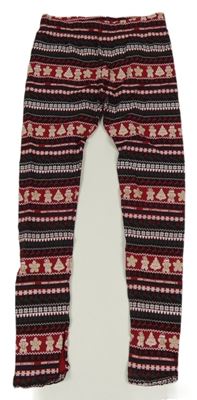 Černo-červené vzorované vánoční legíny Pep&Co