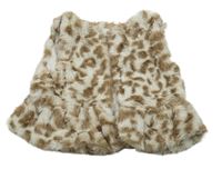 Smetanovo-hnědá vzorovaná kožešinová podšitá vesta