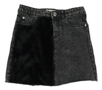 Černá riflová/chlupatá sukně Zara