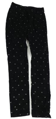 Černé elastické manšestráky se srdíčky H&M