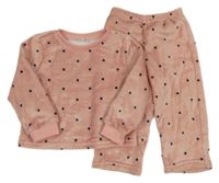 Světlerůžové puntíkaté plyšové pyžamo Shein