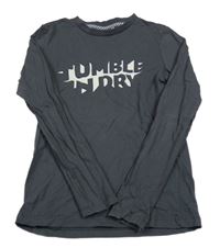 Tmavošedé triko s nápisem 