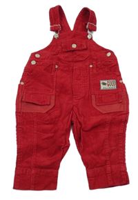 Červené laclové manšestráky s kapsami 