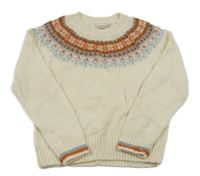 Smetanovo-hnědo-šedý vzorovaný svetr C&A