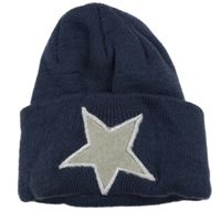 Tmavomodrá pletená čepice s hvězdou 