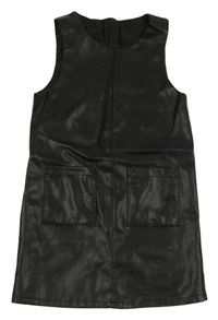 Černé koženkové šaty s kapsami F&F