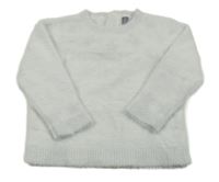 Světlešedý chlupatý svetr s hvězdičkami 