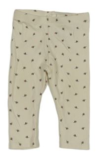 Smetanové žebrované květované legíny H&M