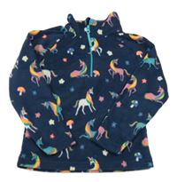 Tmavomodrá fleecová funkční mikina s jednorožci Mountain Warehouse