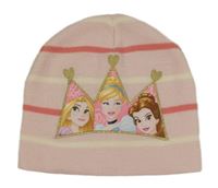 Světlerůžová pruhovaná pletená čepice s princeznami C&A