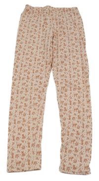 Světlerůžové vzorované pyžamové kalhoty s kočkami 