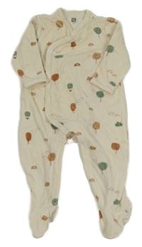 Smetanový sametový overal s obrázky 