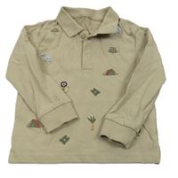 Béžové polo triko s výšivkami dunnes