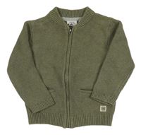 Khaki propínací svetr Zara