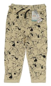 Nové - smetanovo-černé lehké tepláky s dalmatiny Disney