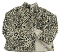Béžovo-černá kožešinová leopardí podšitá bunda Y.F.K.