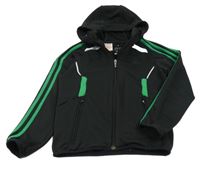 Černá sportovní propínací mikina se zelenými pruhy a kapucí Adidas