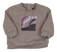 Pudrově fialová mikina s potiskem kiabi