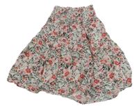 Bílo-růžová květovaná lehká sukně Name it