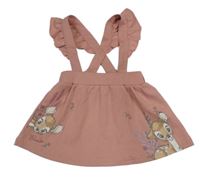 Světlerůžová tepláková sukně s Bambim a kšandami Primark