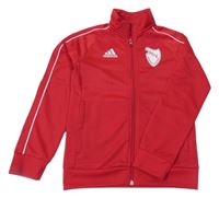 Červená sportovní funkční propínací mikina s logem Adidas