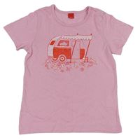 Růžové tričko s karavanem Esprit
