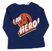 Tmavomodré triko s logem Avengers zn. H&M
