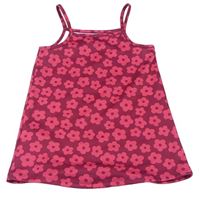 Vínovo-tmavorůžové květované šaty PRIMARK