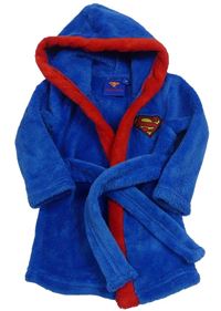 Tmavomodro-červený plyšový župan s kapucí - Superman 