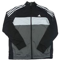 Černo-šedá sportovní propínací mikina s logem Adidas
