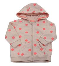 Světlerůžovo-neonová puntíkatá propínací mikina s kapucí M&S