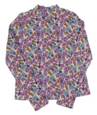 Růžové žebrované květované crop triko se stojáčkem M&S