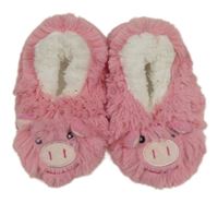 Růžové kožešinové zateplené bačkory - prasátko vel. 21/22