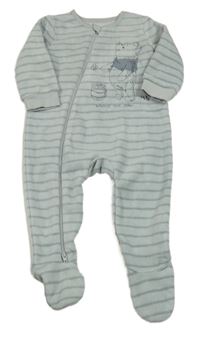 Světlešedý pruhovaný fleecový overal s Medvídkem Pú George
