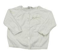 Bílý propínací svetr s mašlí Vertbaudet