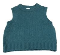 Petrolejová svetrová vlněná crop vesta Zara