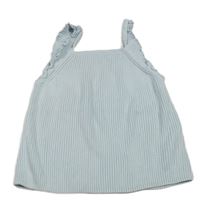 Světlemodrý žebrovaný úpletový crop s volánky Zara