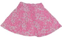 Neonově růžovo-bílá květovaná bavlněná sukně Dunnes Stores