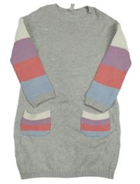 Šedo-bílo-růžovo-barevné svetrové šaty M&Co.