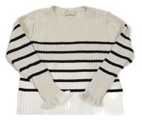 Bílo-černý žebrovaný pruhovaný svetr H&M