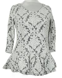 Dámská bílo-černá vzorovaná peplum halenka Next 