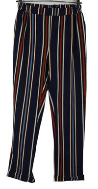 Dámské tmavomodré pruhované volné kalhoty zn. New Look 