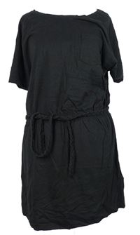 Dámské černé bavlněné šaty s páskem New Look 