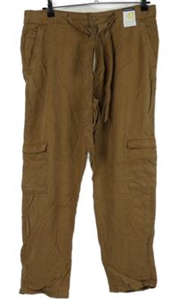 Nové - Dámské hnědé lehké cargo kalhoty Primark 