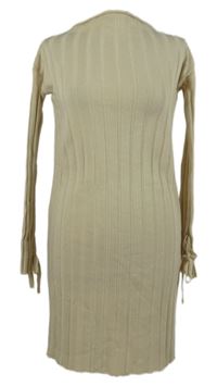 Dámské béžové žebrované svetrové šaty Vanlesca 