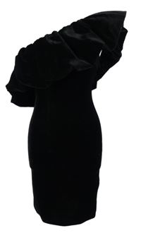 Dámské černé sametové pouzdrové šaty s límcem Primark 