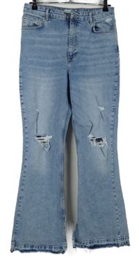 Dámské světlemodré zvonové rifle s dírami Denim 