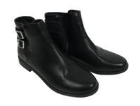 Nové - Dámské černé koženkové kotníkové boty Dunnes vel. 38