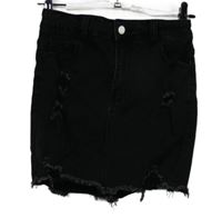 Dámská černá riflová roztřepená sukněs prošoupáním 