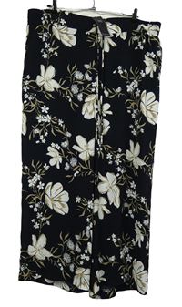 Nové - Dámské tmavomodré květované volné kalhoty M&S